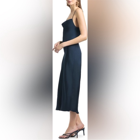 Anthro Sachin & Babi Cali Satin Midi Dress in Navy size 0 - Picture 2 of 14